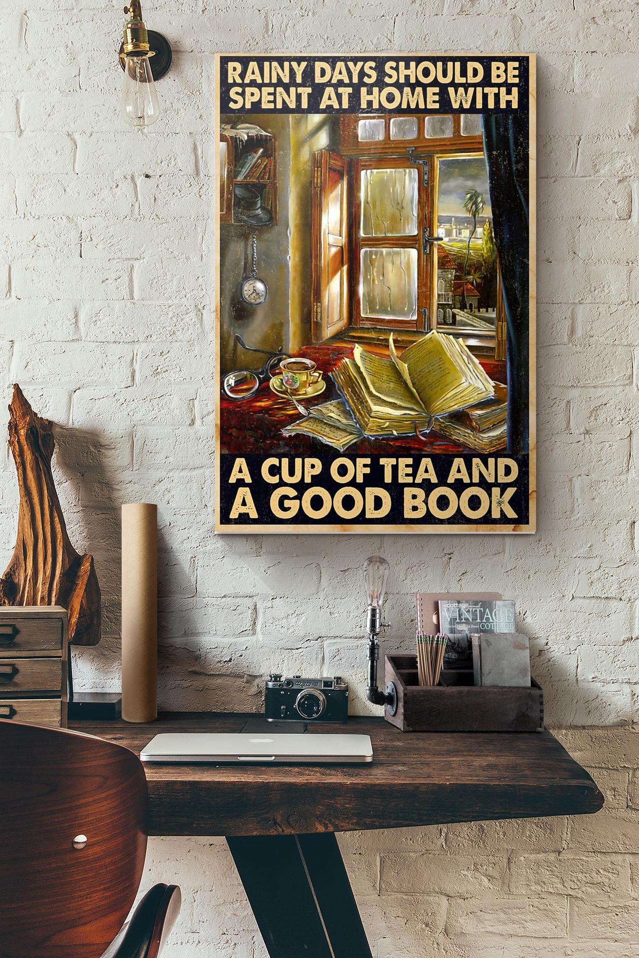 Rainy Days Should Be Spent At Home With A Cup Of Tea And A Good Book Canvas And Poster, Canvas Prints, My Poster Wall, Canvas Wall Art, Wall Decor Visual Art, Halloween Gift, Happy Halloween