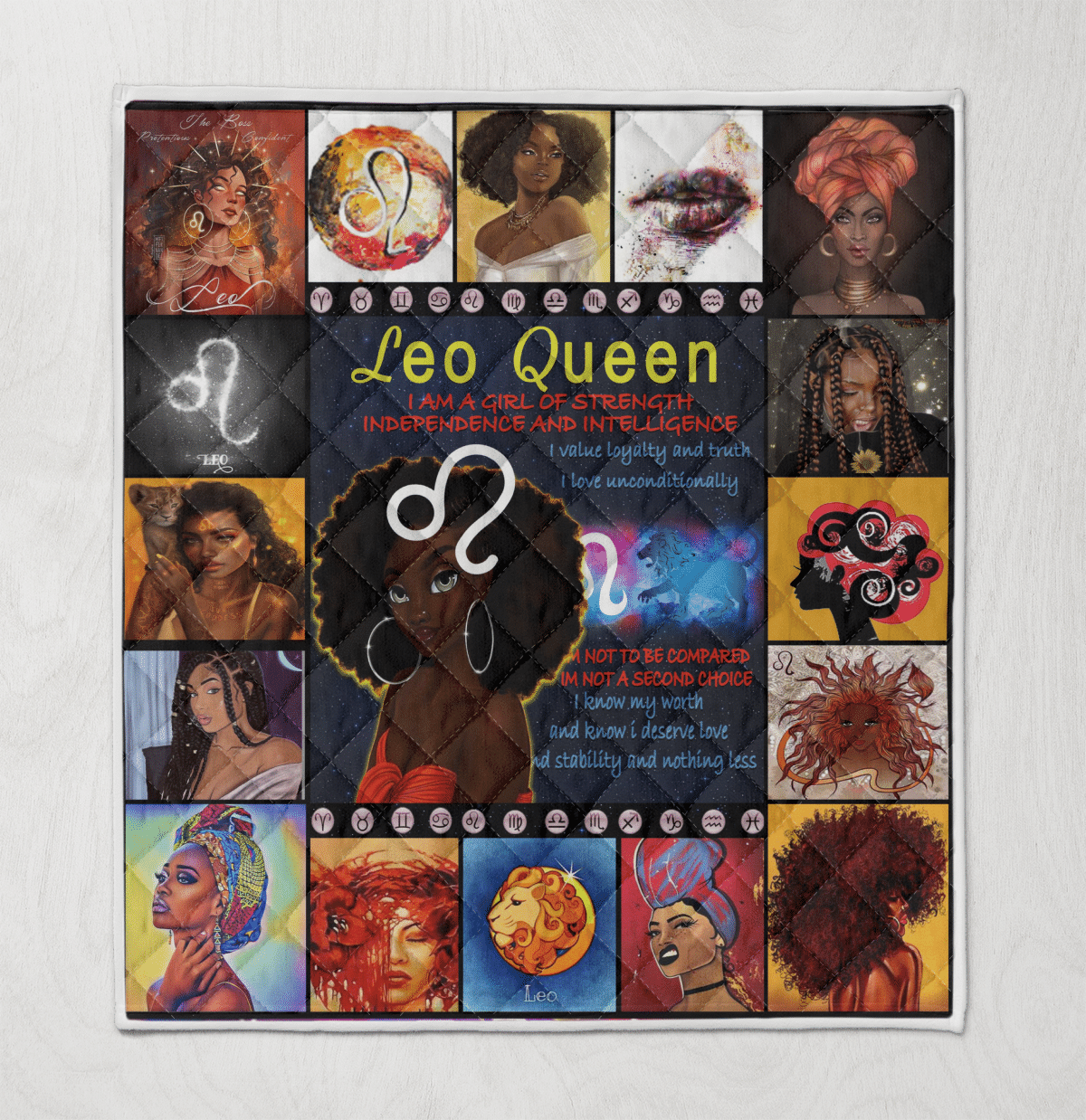 Quilt For Leo Zodiac Black Queen Art Quilt For Leo Zodiac Birthday Quilt For Black Girl