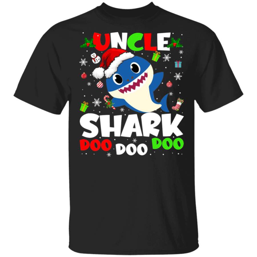 Christmas Shark Lover Shirt Uncle Shark Doo Doo Doo Funny Christmas Santa Shark Kids Video Baby Matching Family Gifts T-Shirt