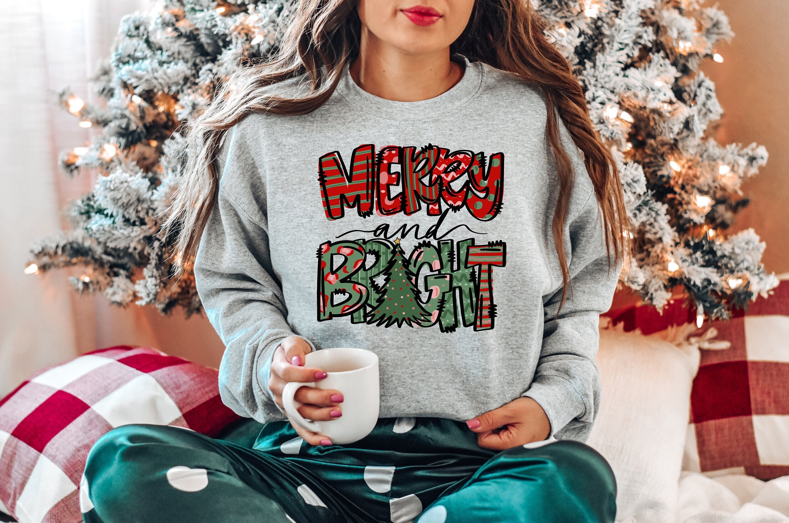 Merry and Bright Christmas Sweatshirt, Retro Christmas Sweatshirt, Christmas Woman Crewneck, Merry Christmas Sweater, Christmas Gifts