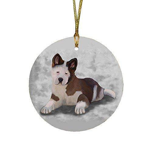 Akita Puppy Dog Round Christmas Ornament