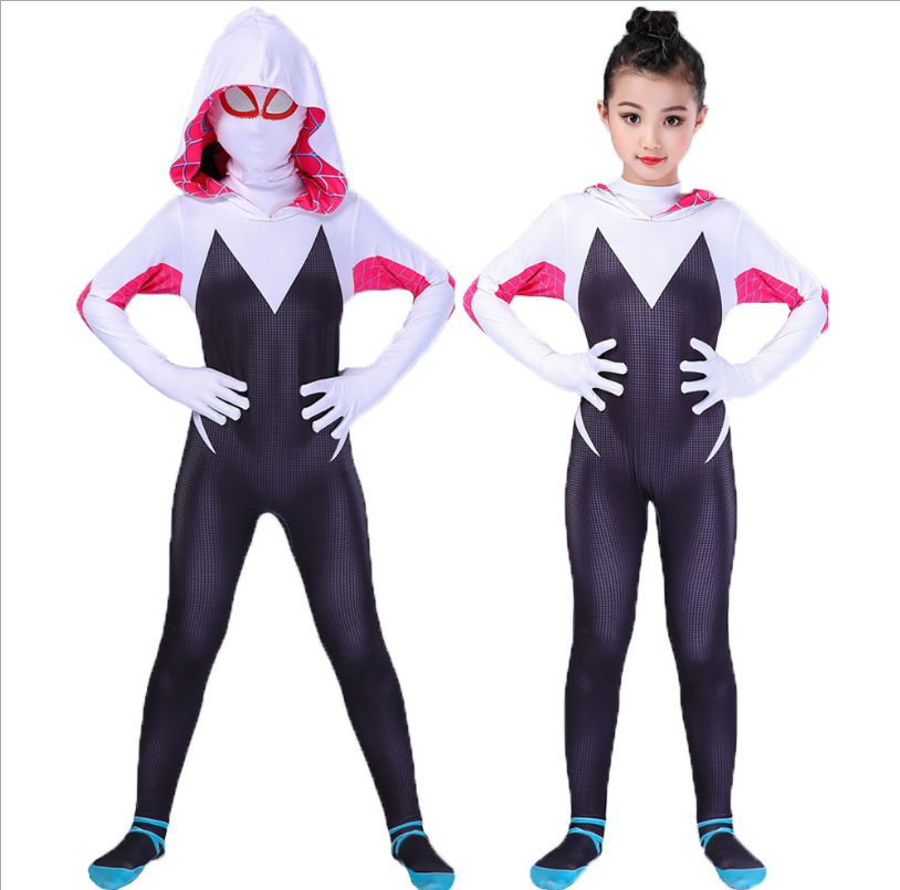 3D Kids Women Spider Gwen Costume Gwendolyn Maxine Stacy Zentai Suit Spidergirl Cosplay Halloween Costumes For Girls alx