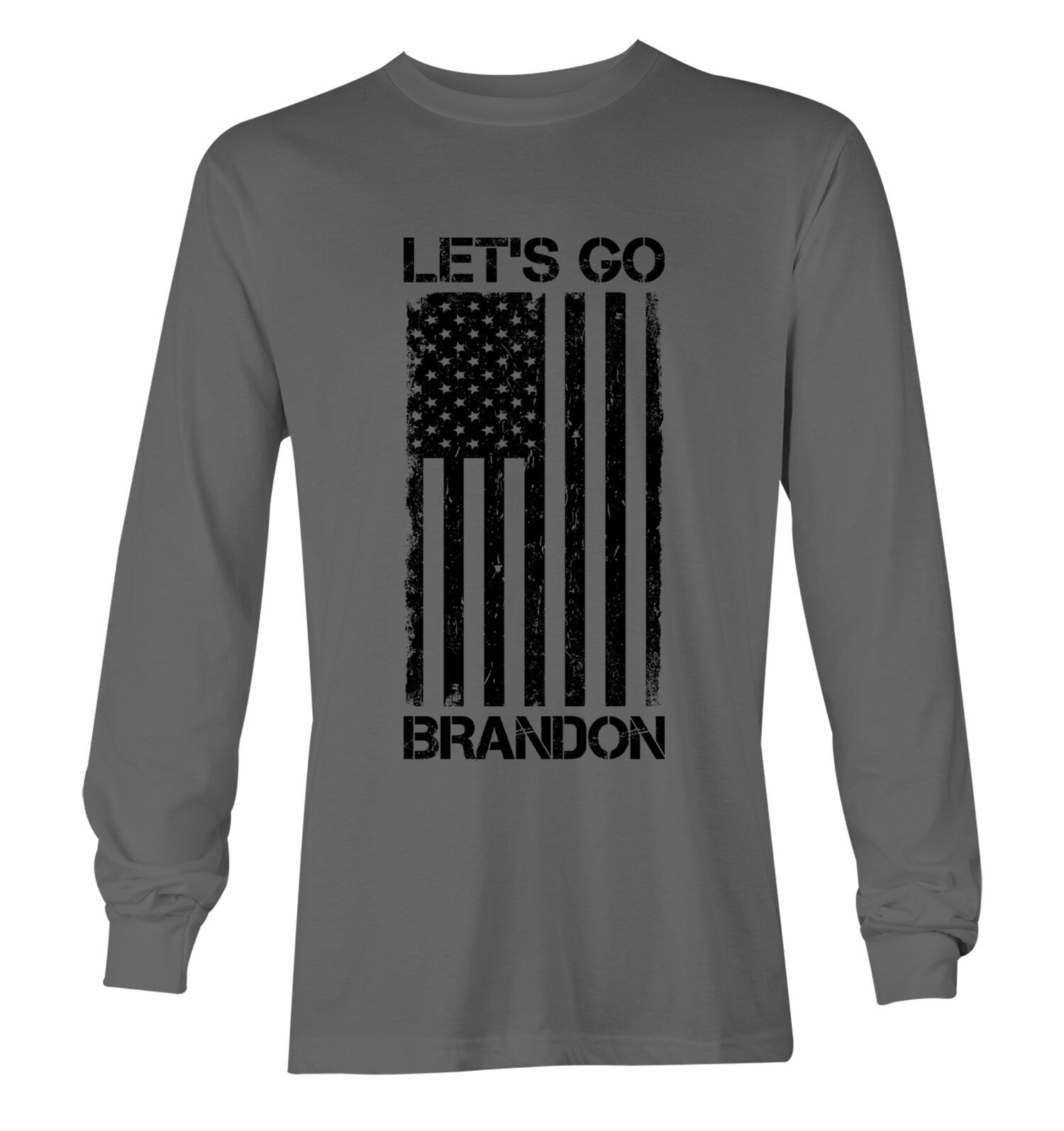 Let's Go Brandon Black American Flag Unisex Long Sleeve Shirt - Politician FJB Joe Biden Anti Liberal USA Donald Trump 2024 United States Free Trump Design By Sunrugs Fashion 2024