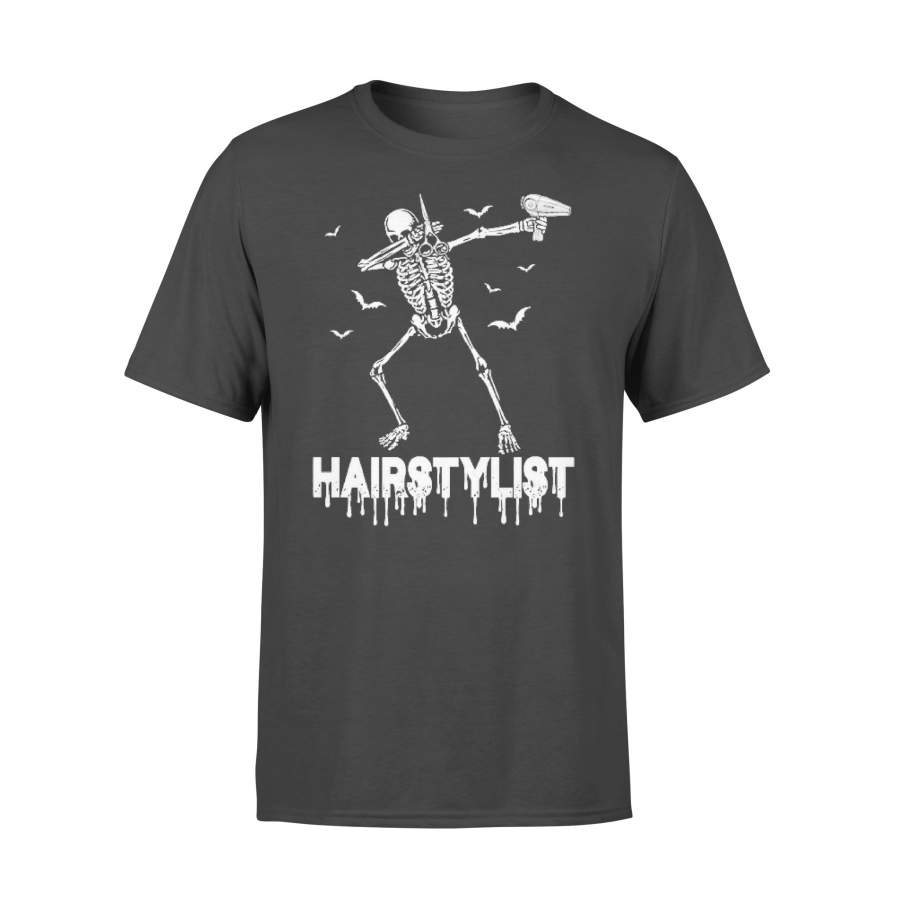 Skeleton Hairstylist Halloween Dabbing T-shirt