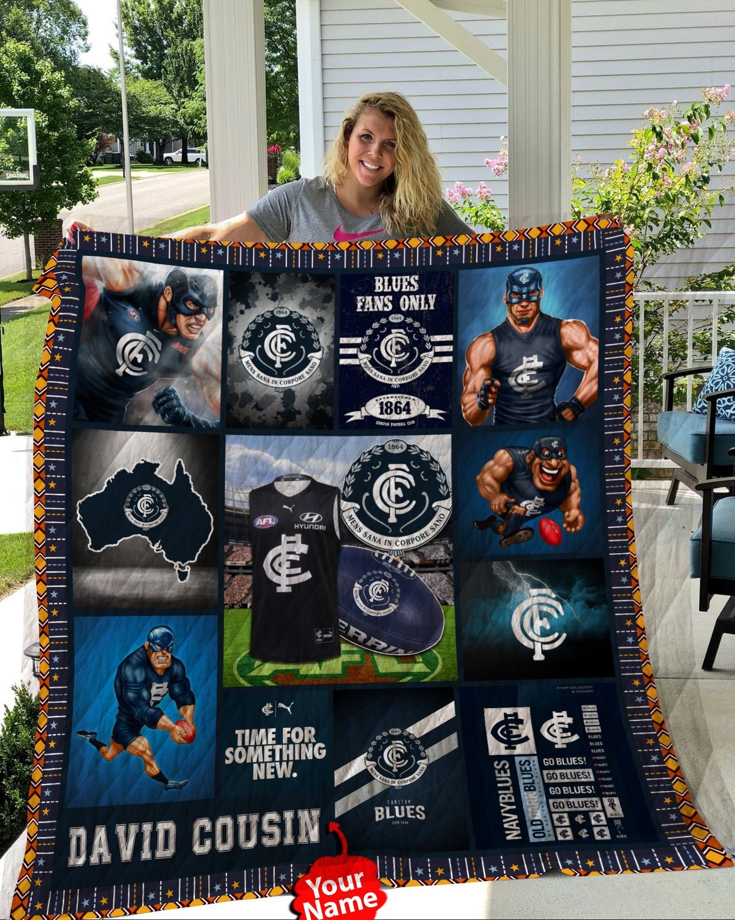 NTTQT21 Personalized Carlton Football Club square name Quilt Blanket