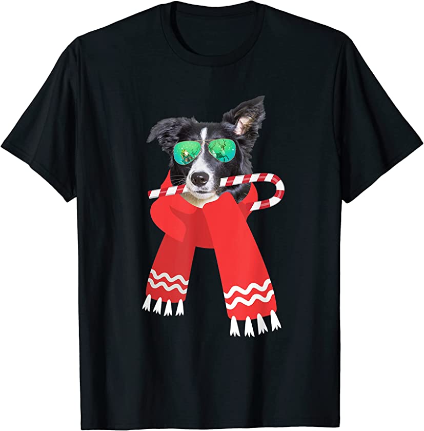 Border Coliie Sunglasses Christmas Collie Lovers Puppy Owner T-Shirt