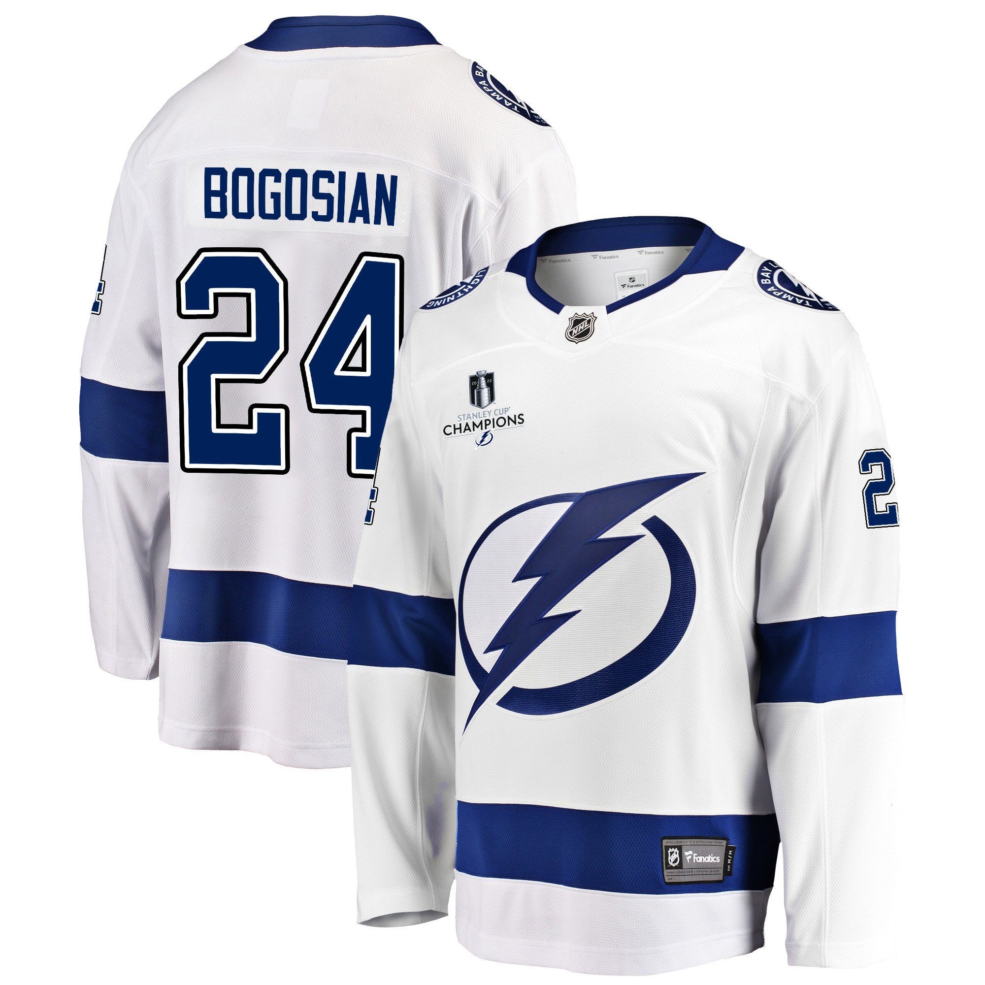 Tampa Bay Lightning Zach Bogosian 24 Away 2022 Stanley Cup Champions Breakaway Men Jersey – White