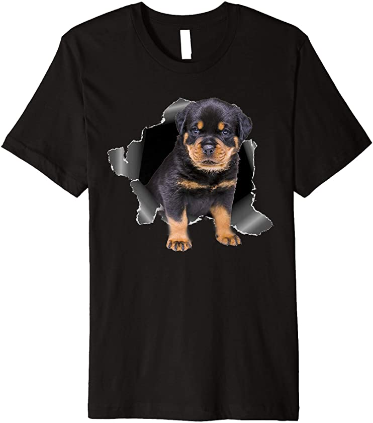 Cute Rottweiler Torn Cloth -Rottweiler Lover Dog Owner Puppy Premium T-Shirt