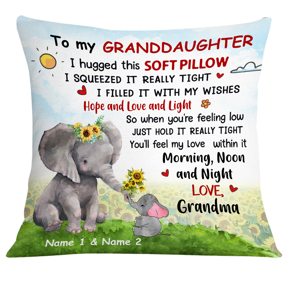 Personalized Mom Grandma Daughter Granddaughter Elephant Hug This Pillow Db243 85O24