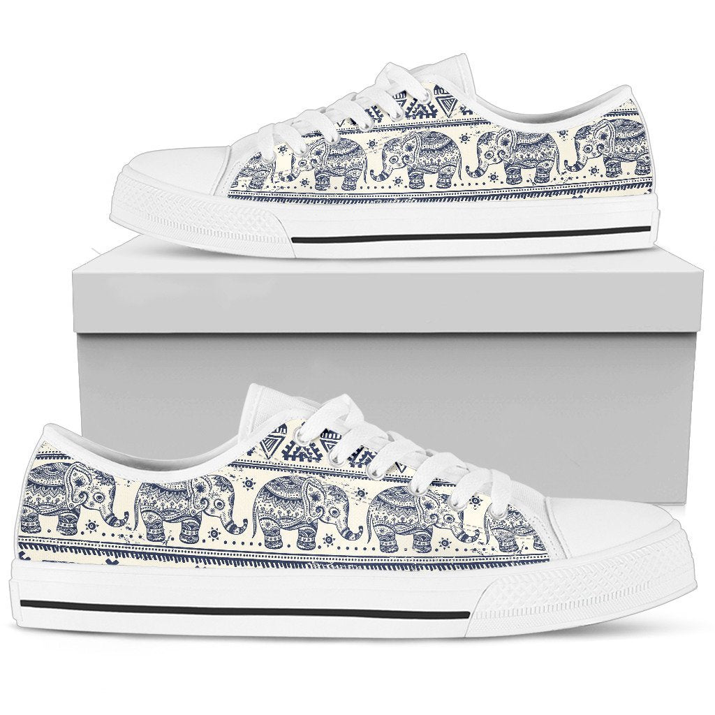 Baby Elephant Aztec Women Low Top Shoes