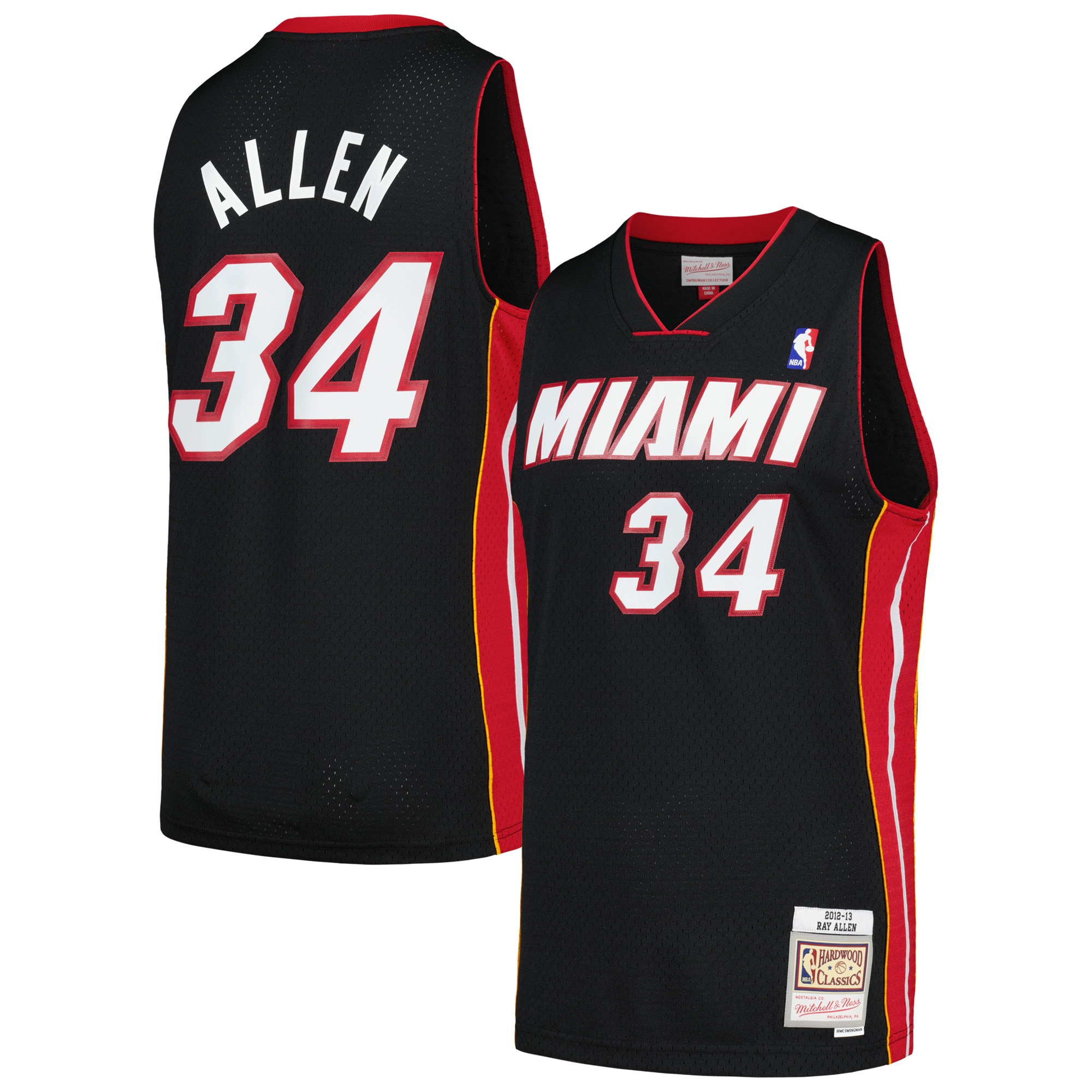 Ray Allen Miami Heat Mitchell & Ness Hardwood Classics Swingman Jersey – Black