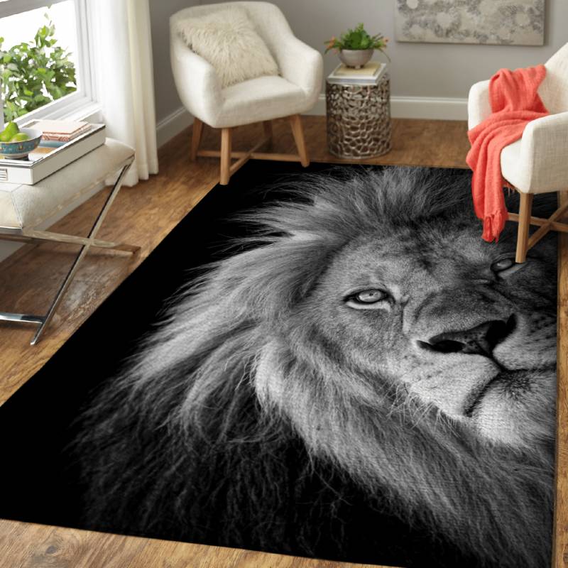 wild lion face eyes  – Animals Wallpapers Area Rug Carpet