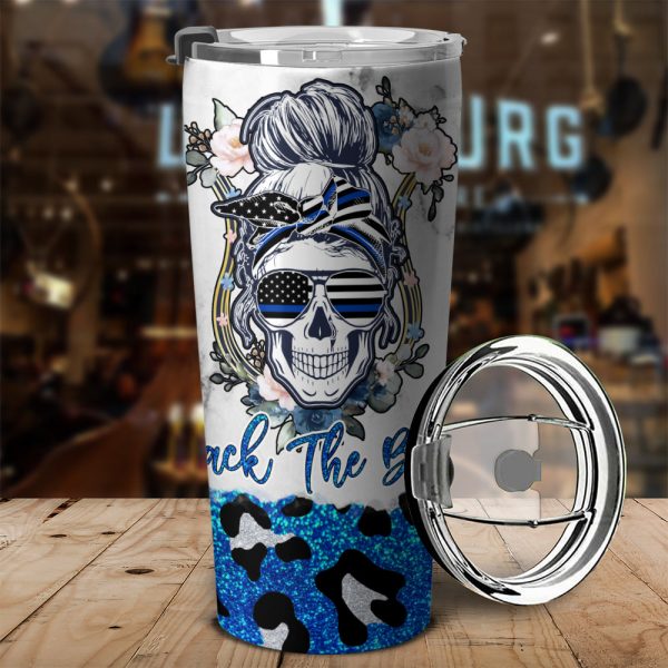 Back The Blue Leopard Glitter All Over Print 3D Tumbler