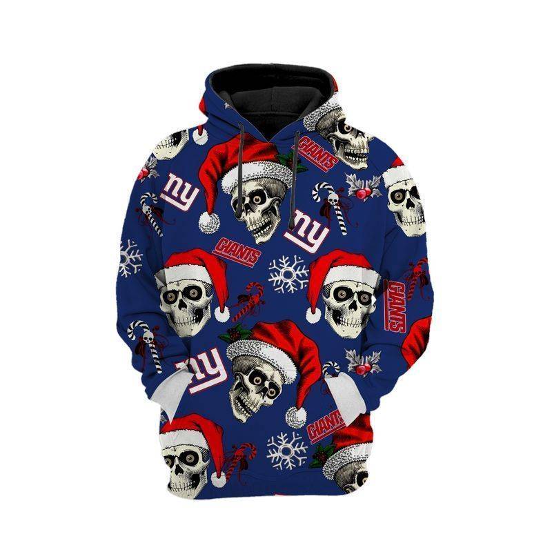 New York Giants Skull Christmas Hoodie/Zip Hoodie 3D Full Printed High Quality