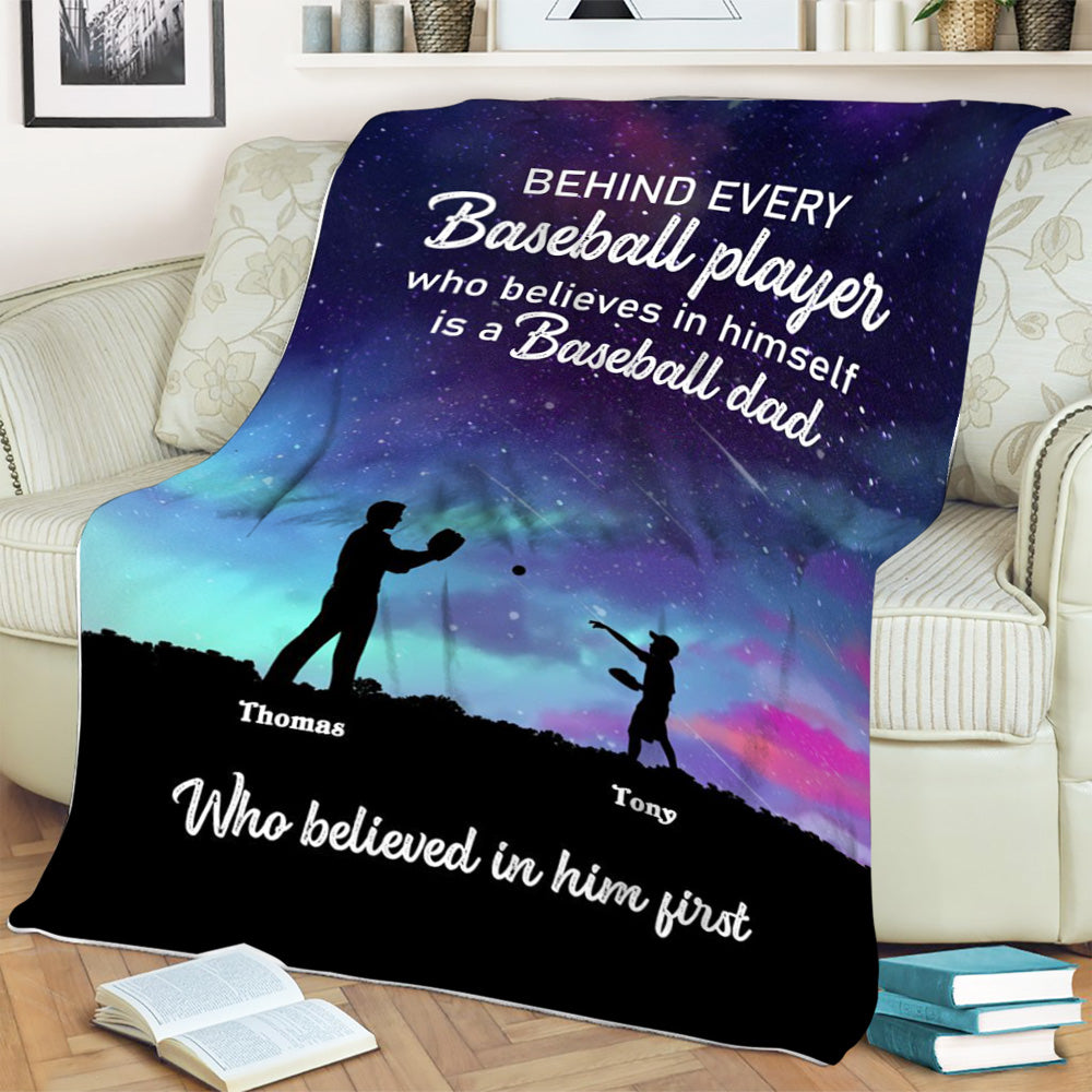 Baseball- Galaxy Dad And Son Baseball Player Fleece Blanket Gift For Son Dad Family, Gift For Baseball Lover Home Decor Bedding Couch Sofa Soft And Comfy Cozy