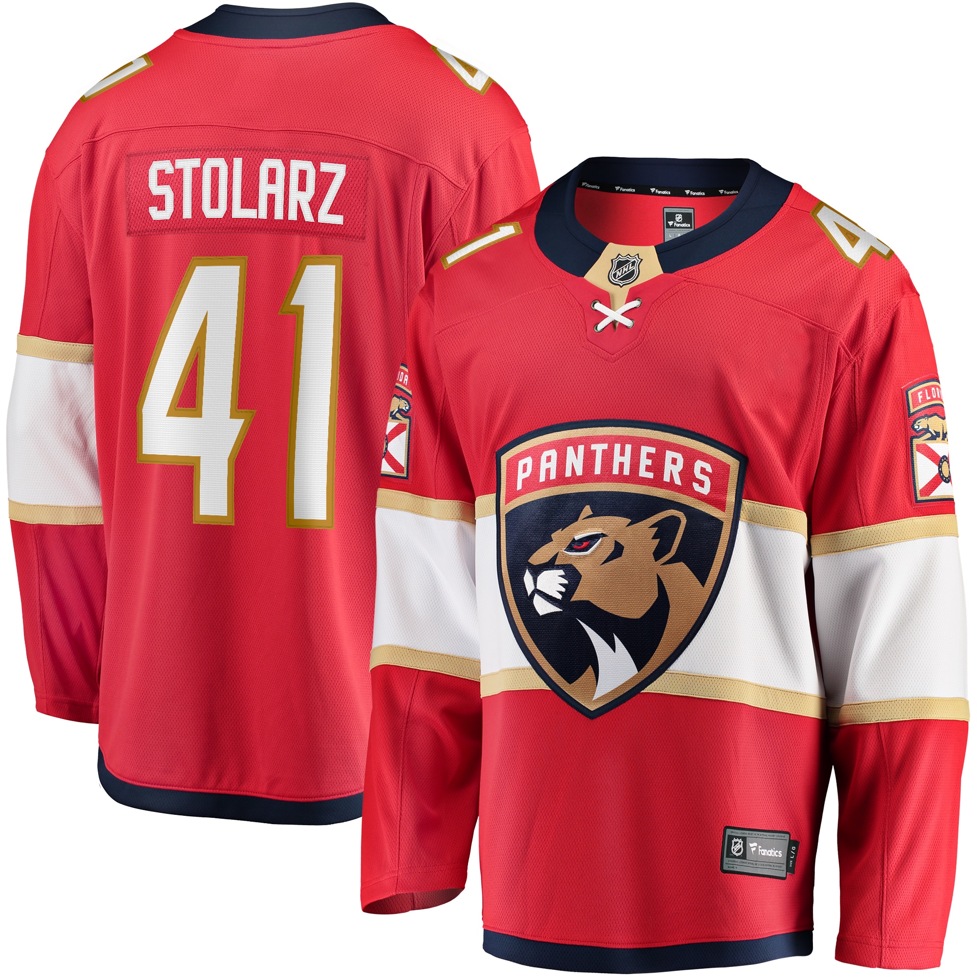 Anthony Stolarz Florida Panthers Branded Home Breakaway Jersey – Red