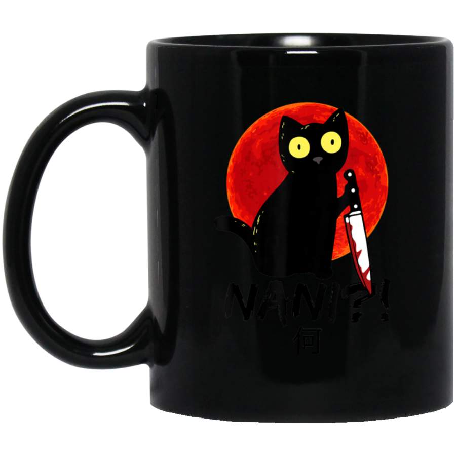 Nani! What Red Moon Black Cat Omae Wa Meme Kitten Gift Coffee Mug