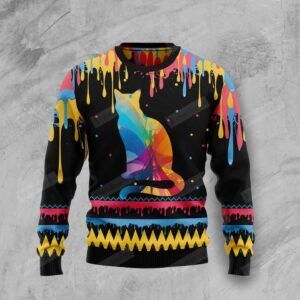 Cat Colorful Beauty Ugly Christmas Sweater, All Over Print Sweatshirt