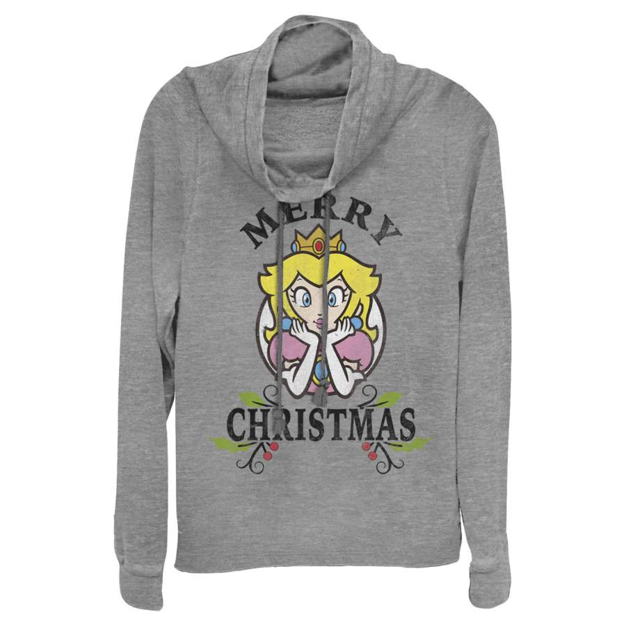 Nintendo Junior’s Christmas Princess Peach  Cowl Neck Sweatshirt