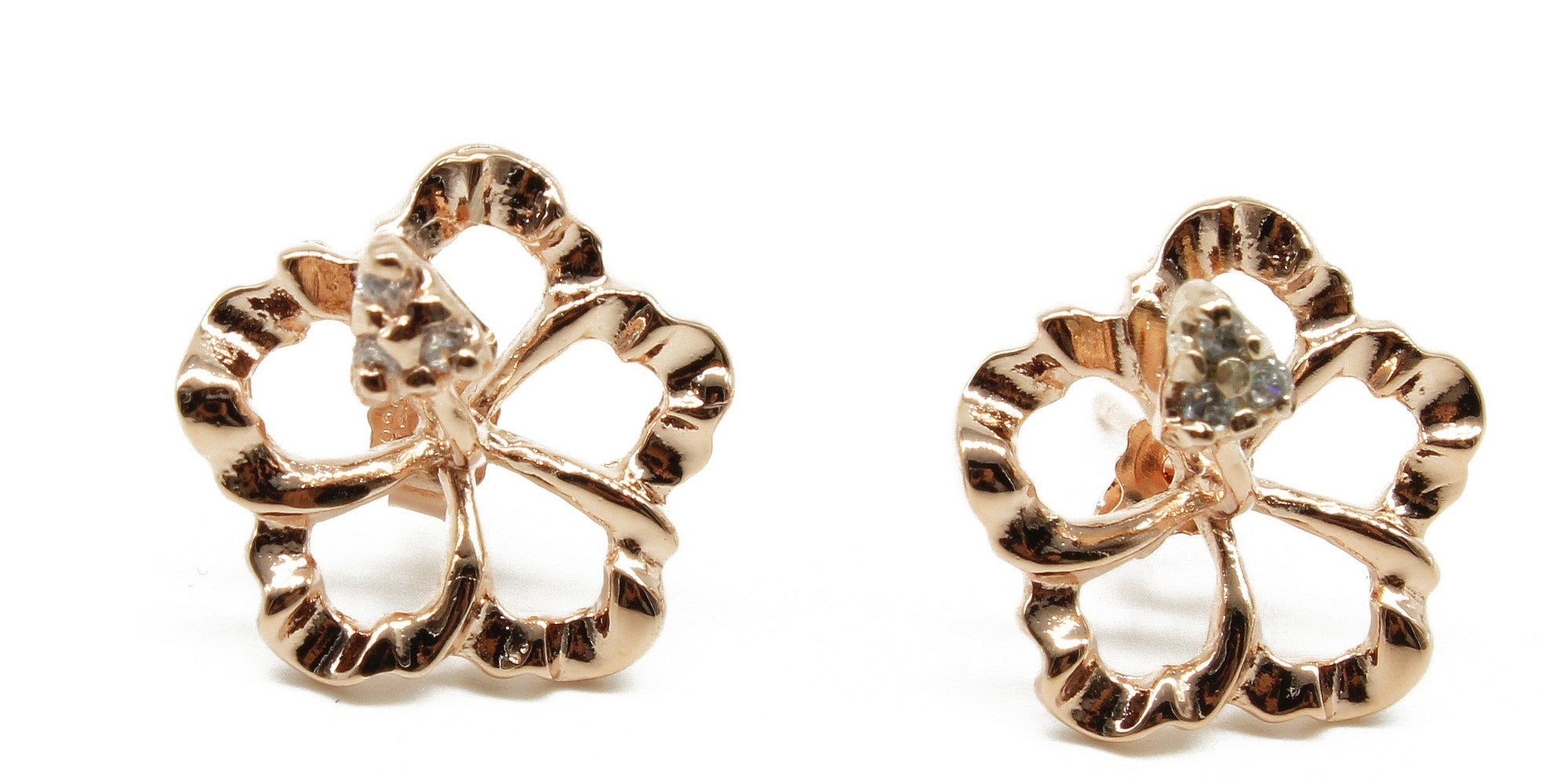 Hawaii Hibiscus With Cz Stud Rose Gold Ha10998