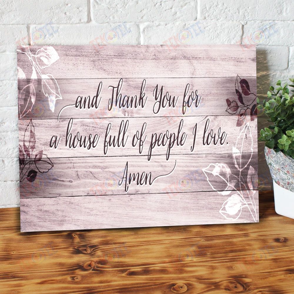 Canvas Prints And Thank You For A House Amen Pink Wood Frame Home Canvas Wall Art Home Decoration