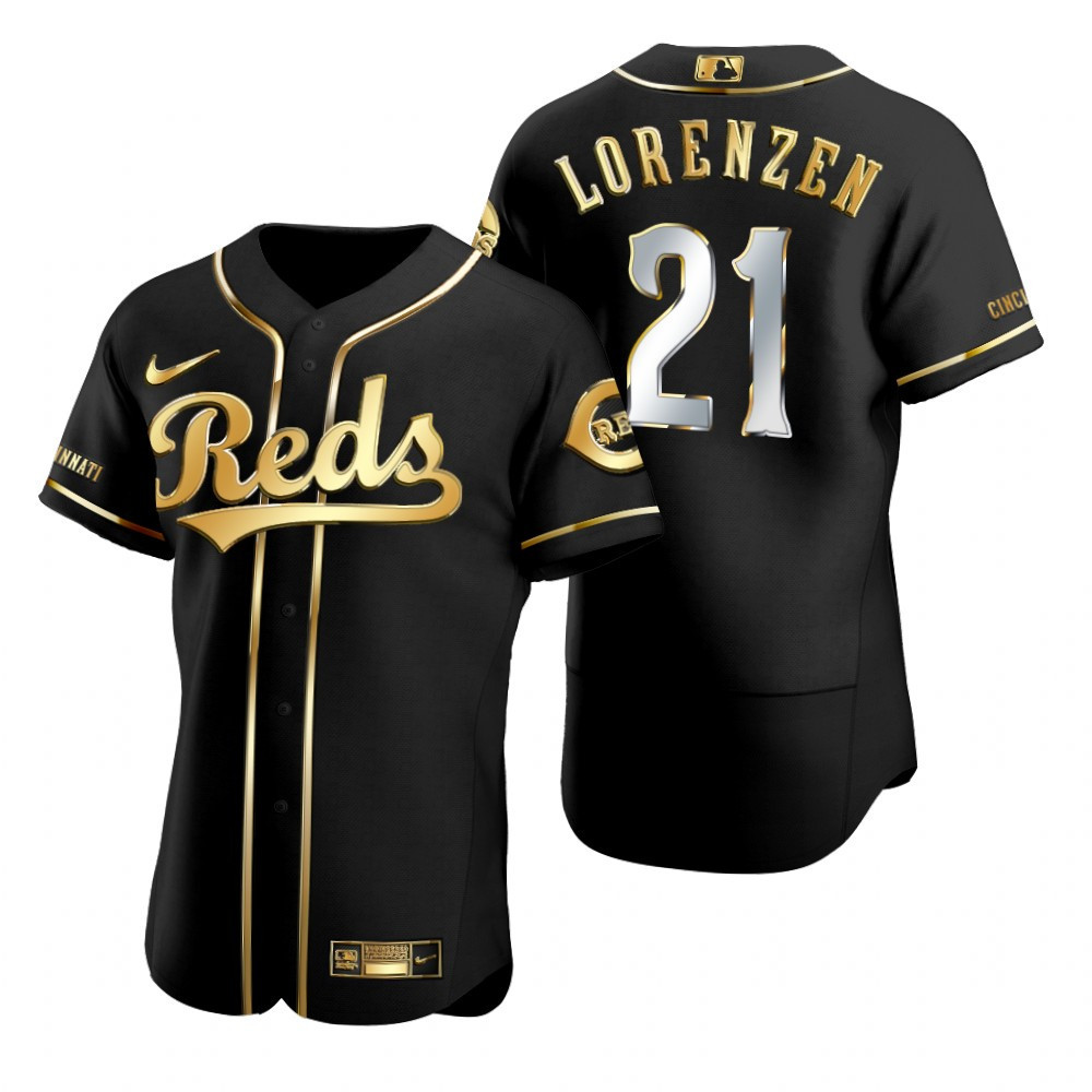 Cincinnati Reds #21 Michael Lorenzen MLB Golden Brandedition Black Jersey Gift For Reds Fans