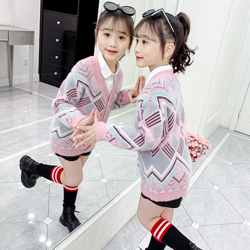 2020 Girl Babylattice Sweater Cardigan Coat Girls Kids Jacket Children winter Coats Clothes alx