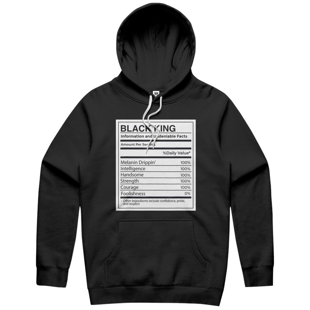 Nutritional Facts Shirt, Nutritional Facts Hoodie, Black King Nutrition Facts Shirt, Black King Nutritional Information Facts Melanin Meme Hoodie