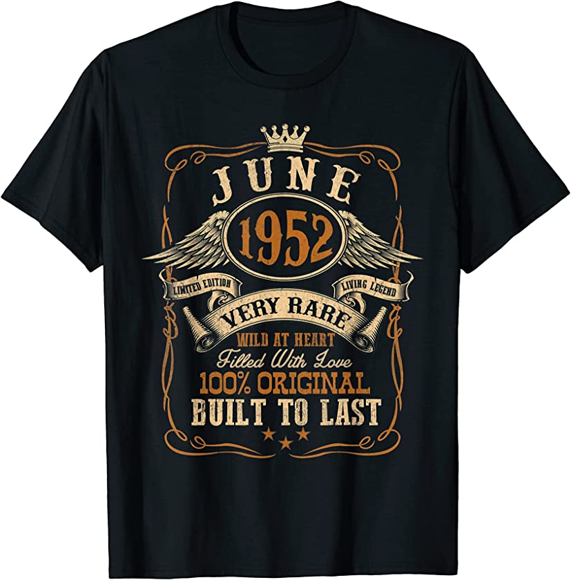 Vintage June 1952 Shirt 69 Years Old 69th Birthday Gift T-Shirt