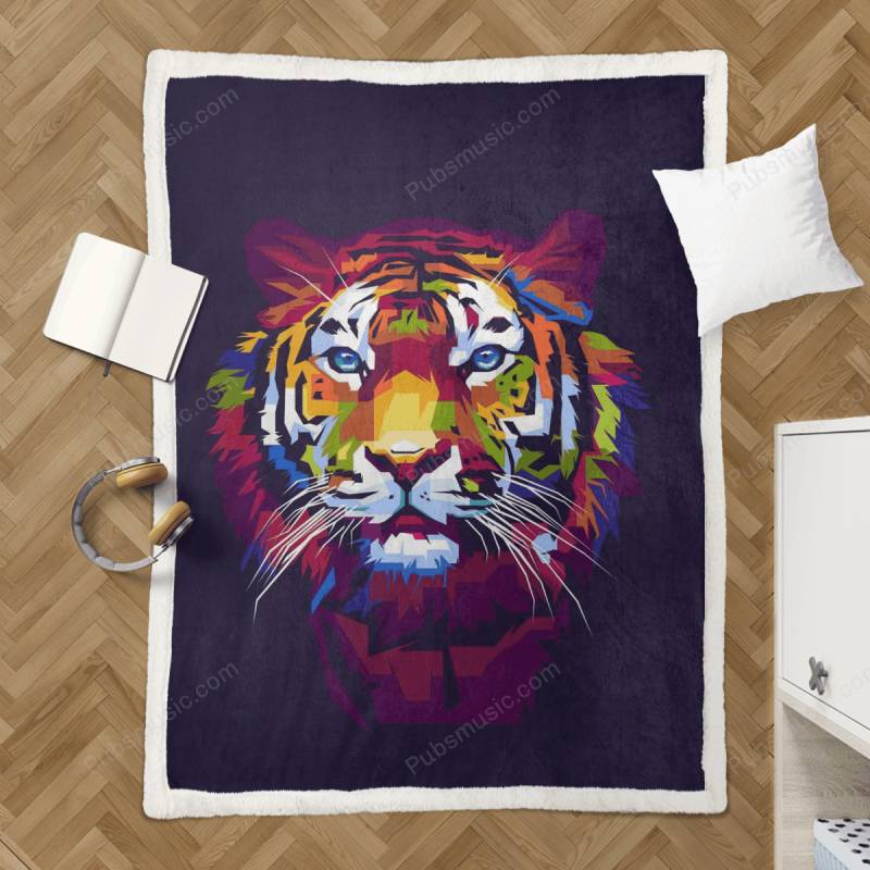 Tiger Pop Art – Animals Pop Art Wpap Sherpa Fleece Blanket