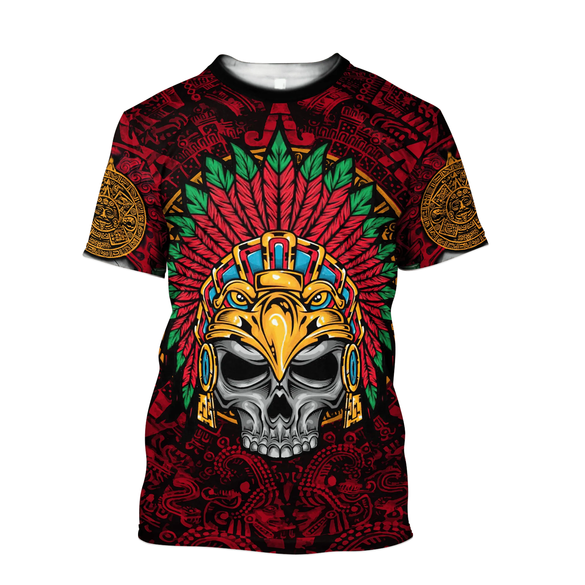 Aztec Eagle Warrior Skull 3D All Over Printed Unisex Shirts Coolspod