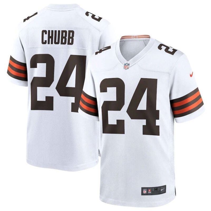 Cleveland Browns Nick Chubb #24 NFL 2020 White Jersey