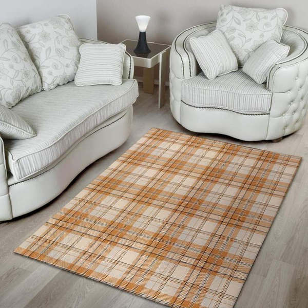 Beige Plaid Tartan Print Area Rug