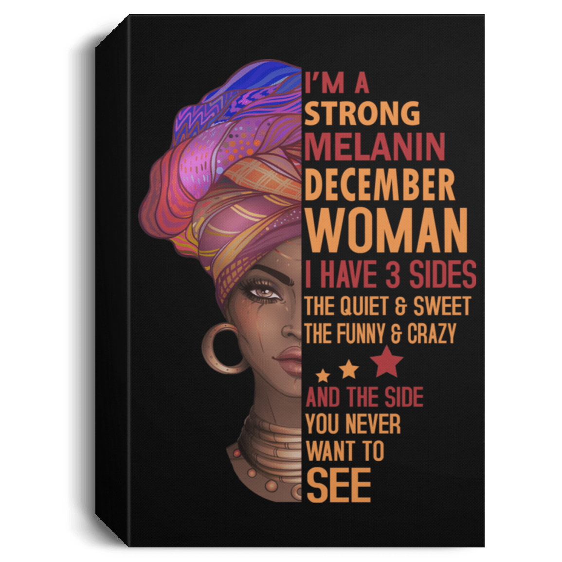 African American Canvas Art I Am A Strong Melanin December Woman Afro Girl Afrocentric Living Room Decor