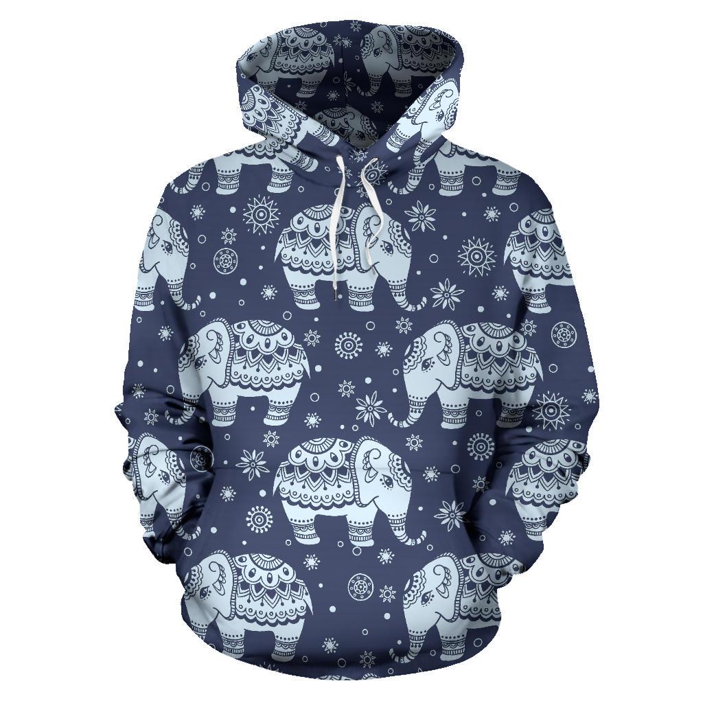 Elephant Tribal Design Pattern Men Women Pullover Hoodie