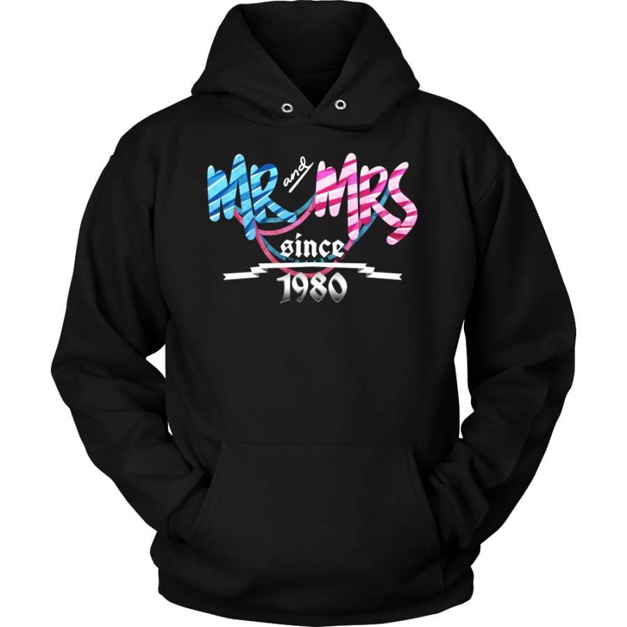 Anniversary Gift Mr and Mrs Since 1980 Marriage, Couples Hoodie