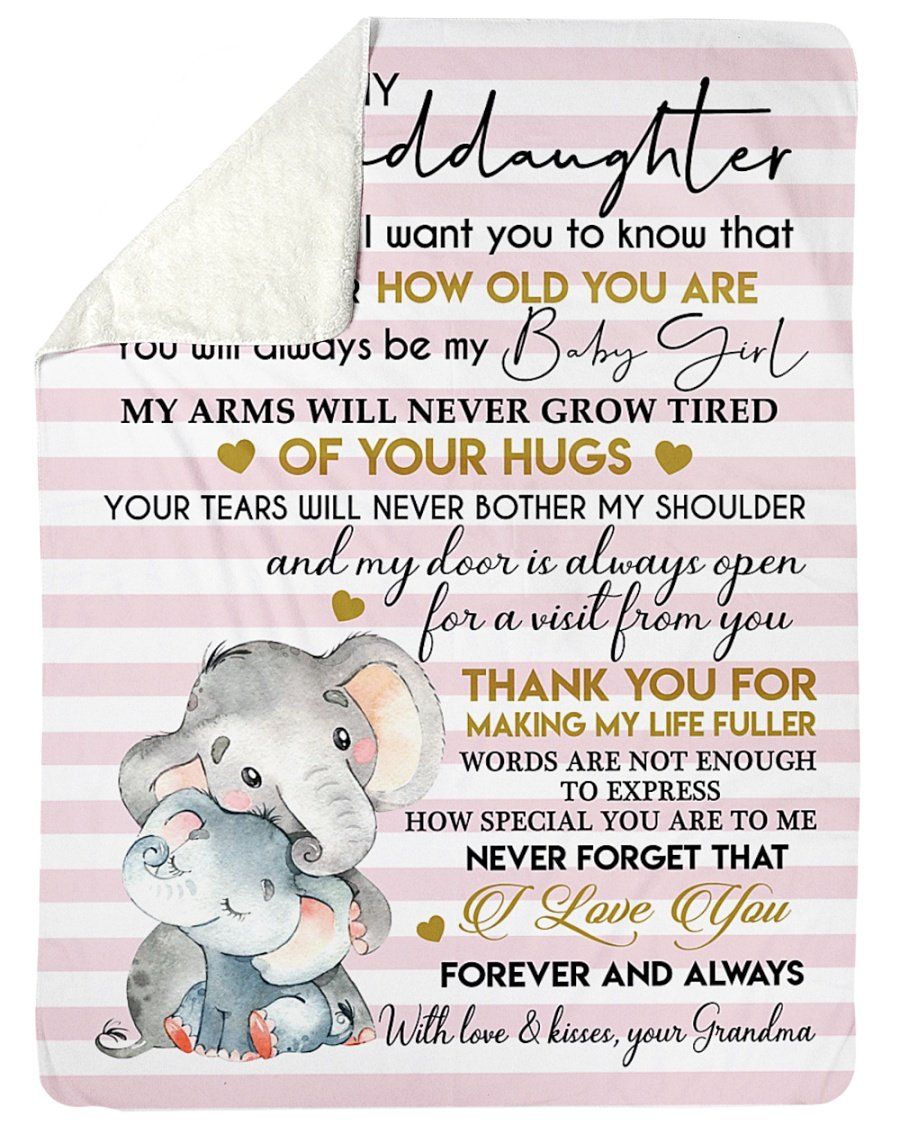 Grandma Gift For Granddaughter Thank You For Making My Life Fuller Elephant Sherpa Blanket