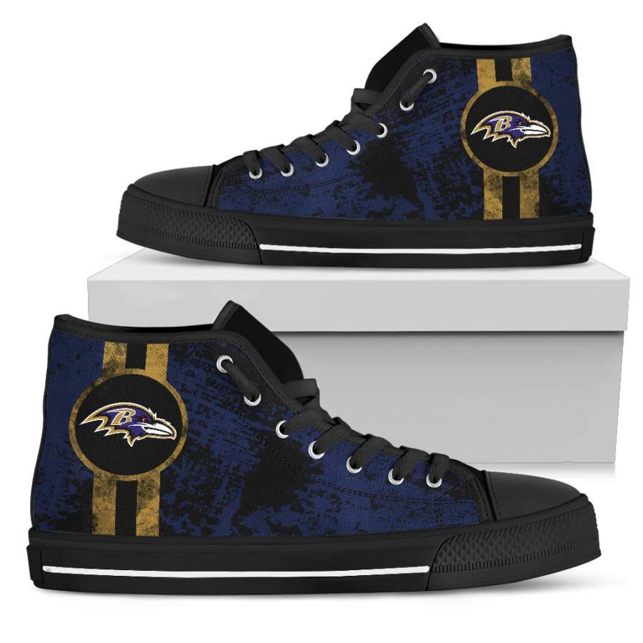 Triple Stripe Bar Dynamic Baltimore Ravens High Top Shoes V1