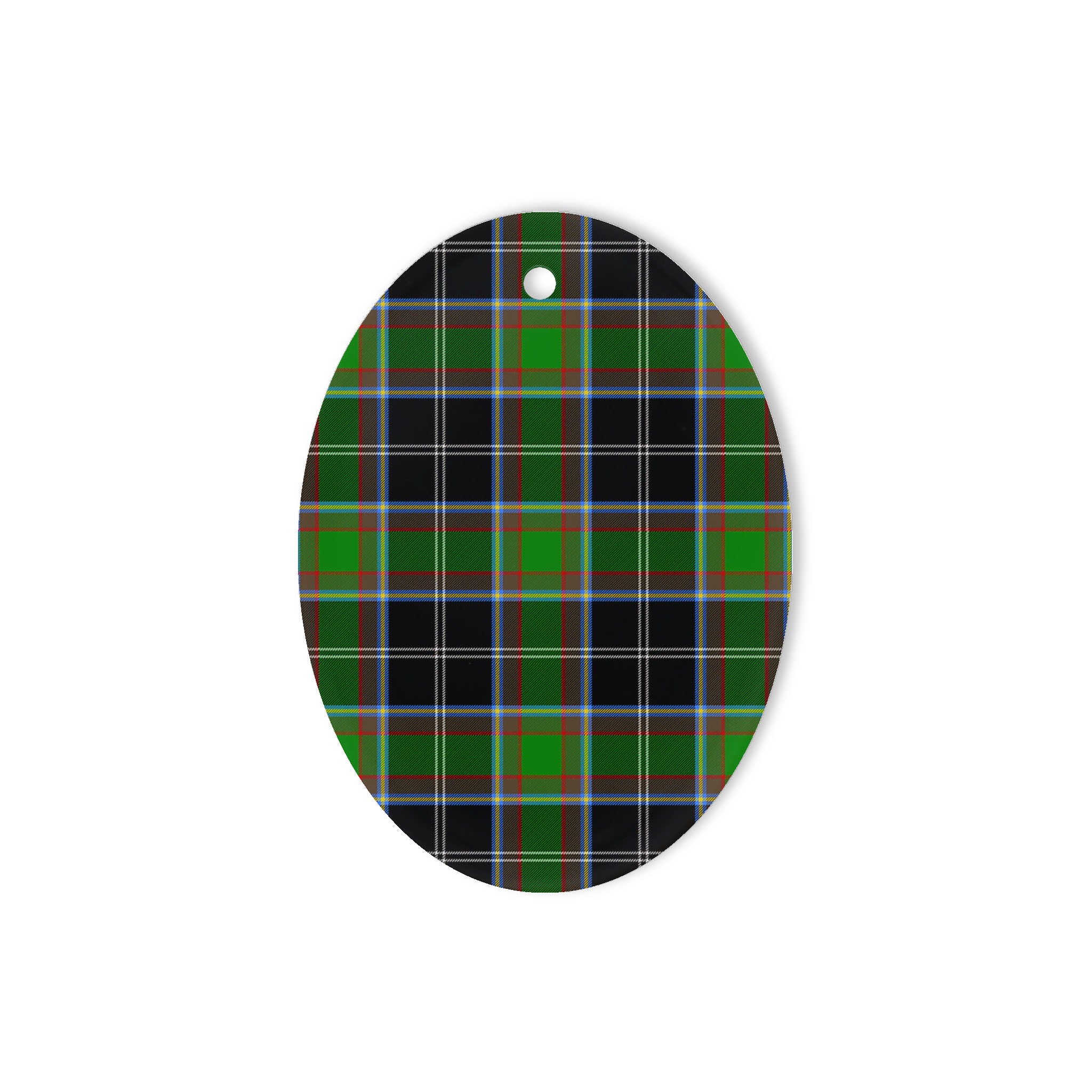 Webster Tartan Oval Ornaments, Christmas Tree Ornament, Plaid Christmas Ornaments, Ceramic Oval Christmas Tree Decoration