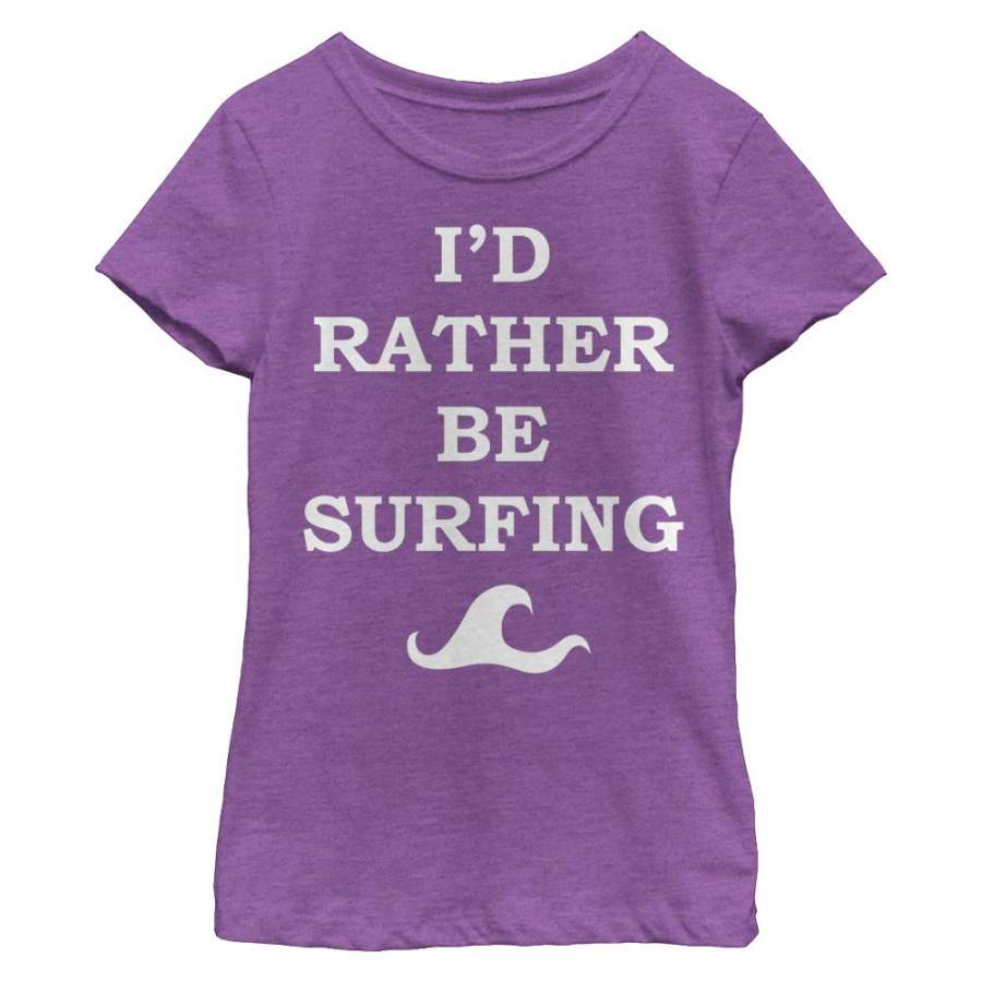 CHIN UP Girl’s I’d Rather be Surfing  T Shirt Purple Berry