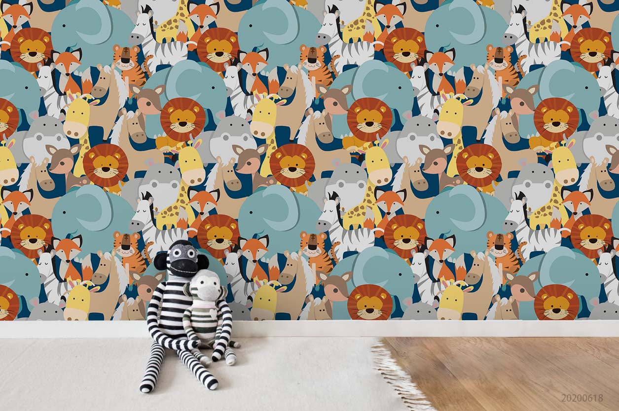 3D Cartoon Animal Pattern Wall Mural Wallpaper A159 Lqh