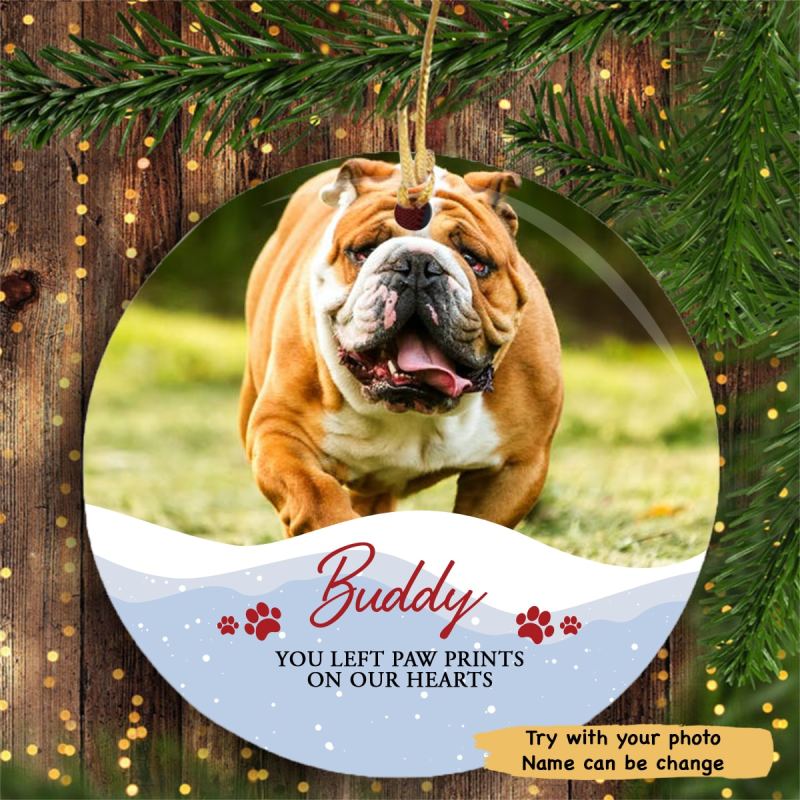 You Left Paw Print, Personalized Christmas Ornaments, Custom Photo Gift