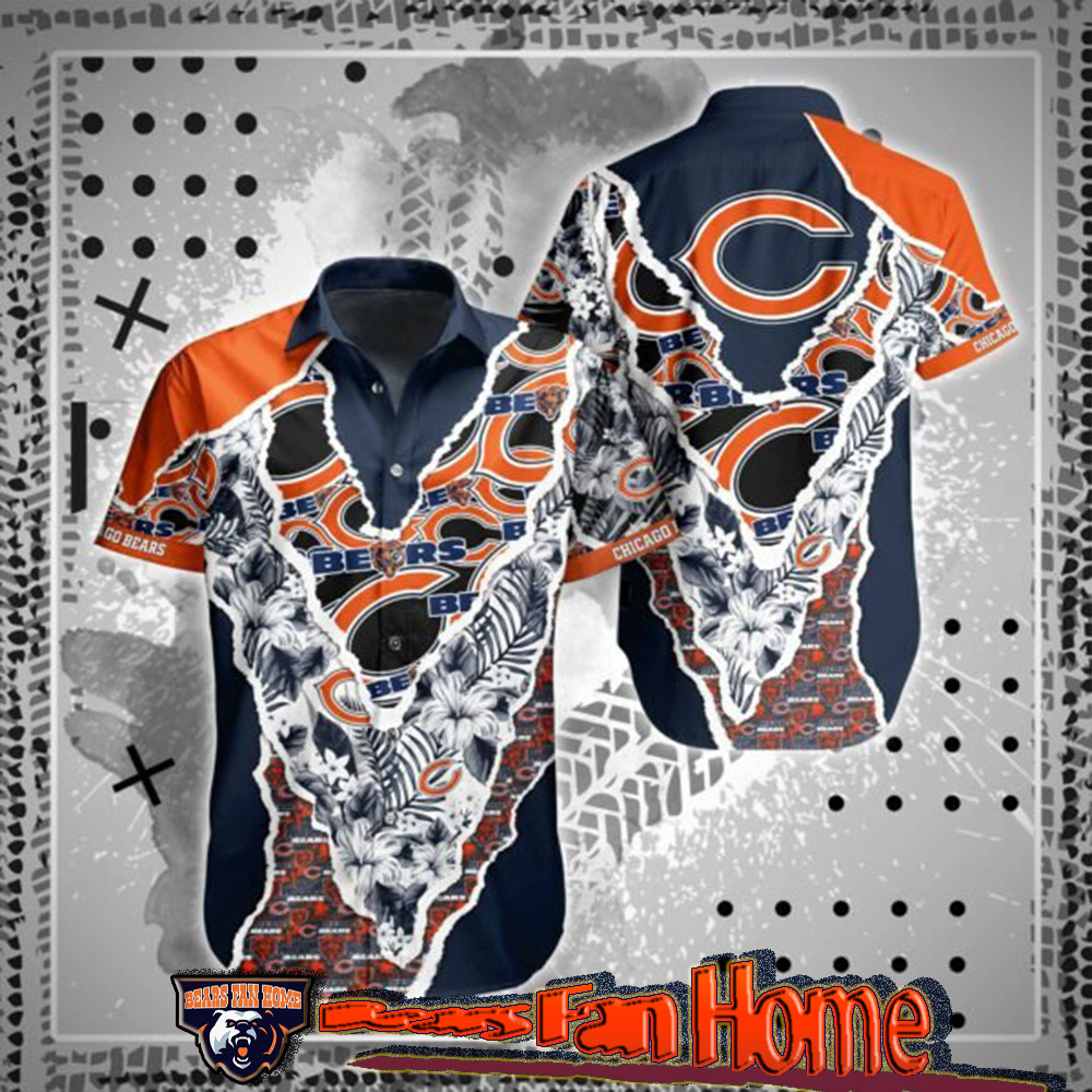 Chicago Bears Hawaiian Shirt In Store Trees 3D Graphics