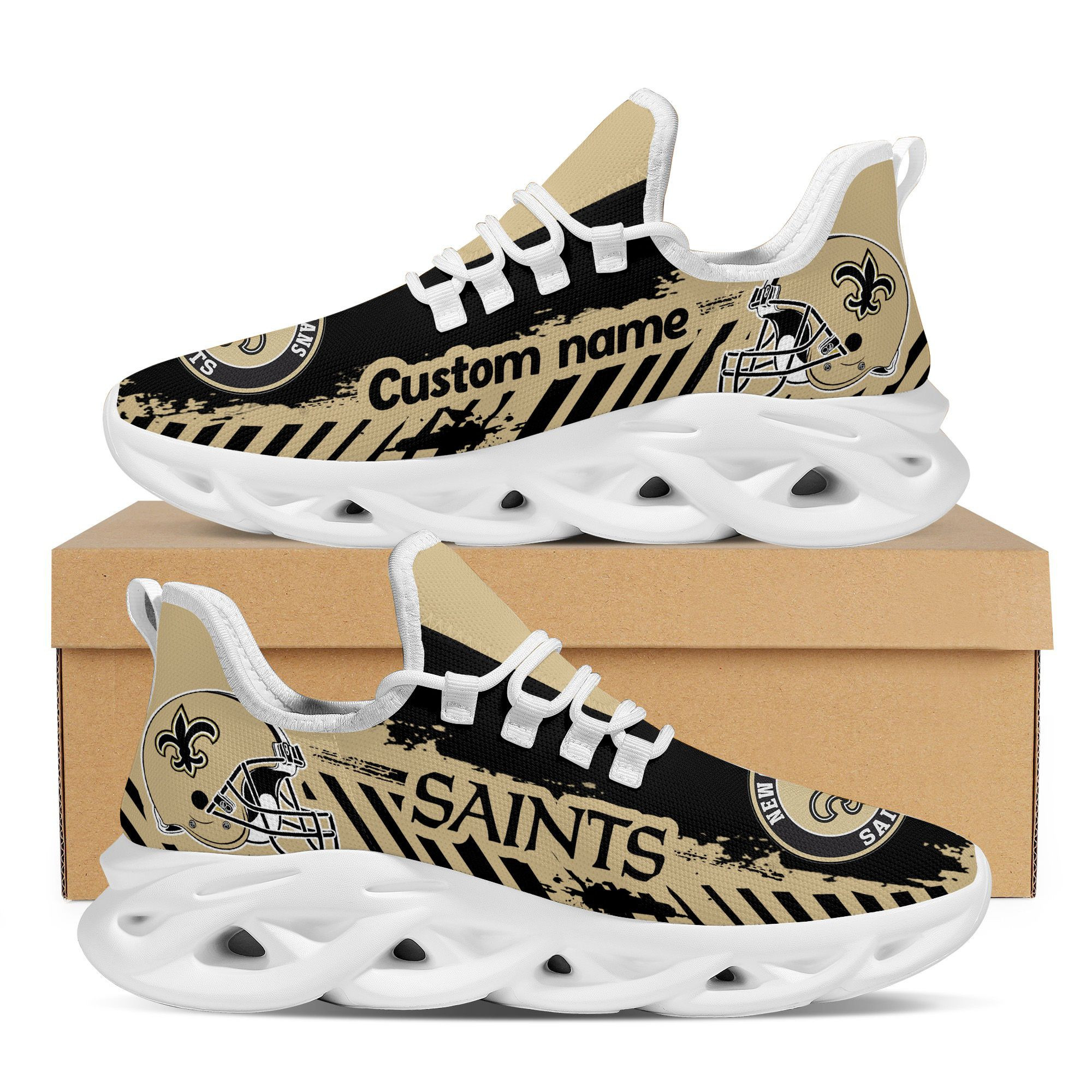 New Orleans Saints Americanfootball Team Helmet Custom Name Personalized Men And Women Max Soul Sneakers Shoes For Fans