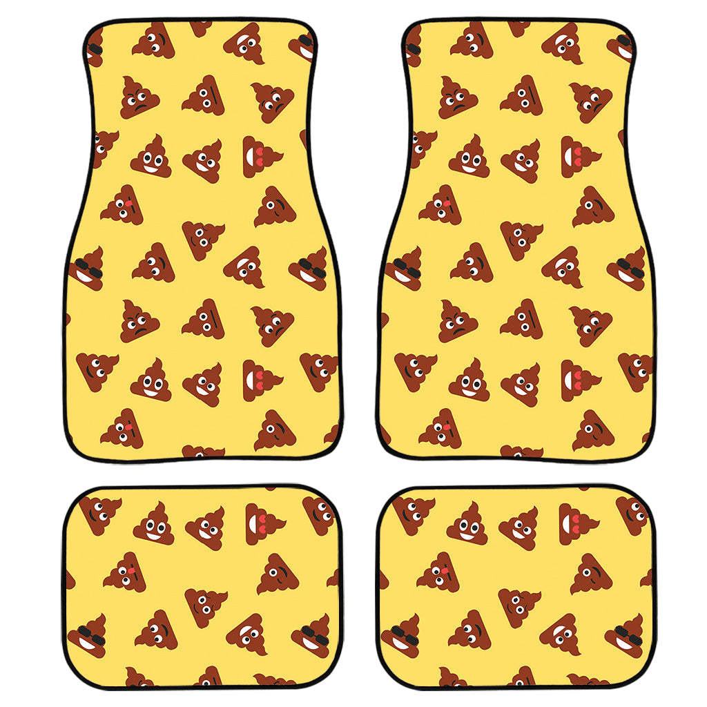 Poop Emoji Pattern Print Front And Back Car Floor Mats, Front Car Mat