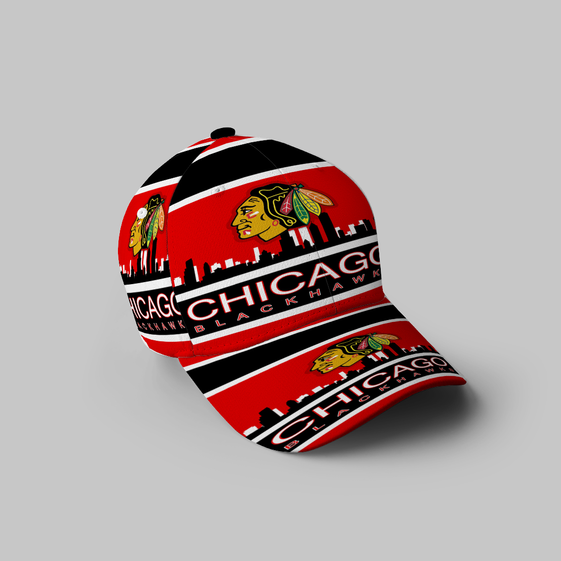 Chicago Blackhawks Emblem City 3D Printing Baseball Cap Classic Hat