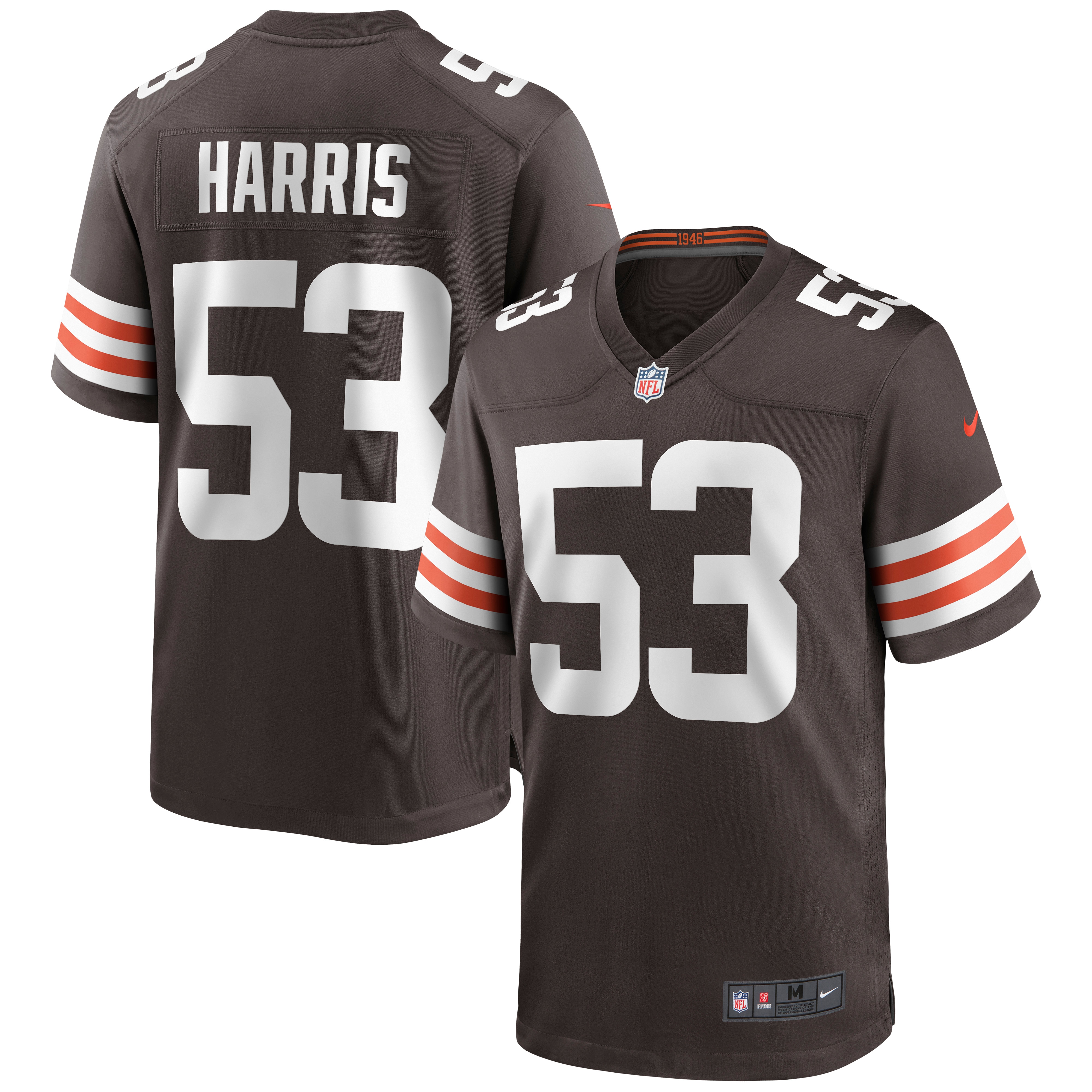 Nick Harris Cleveland Browns Game Jersey – Brown