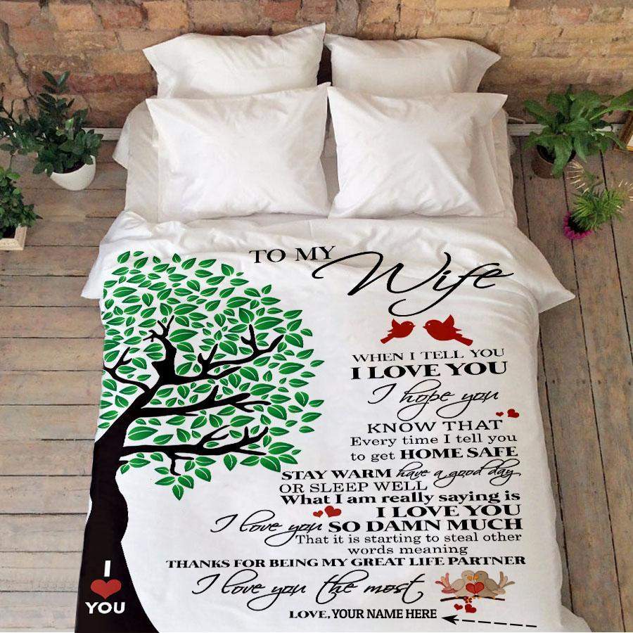 To My Wife – Tree Customized Cozy Blanket