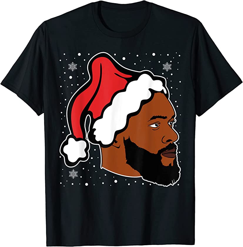 Santa Black Bearded African American Men Christmas Pajama T-Shirt