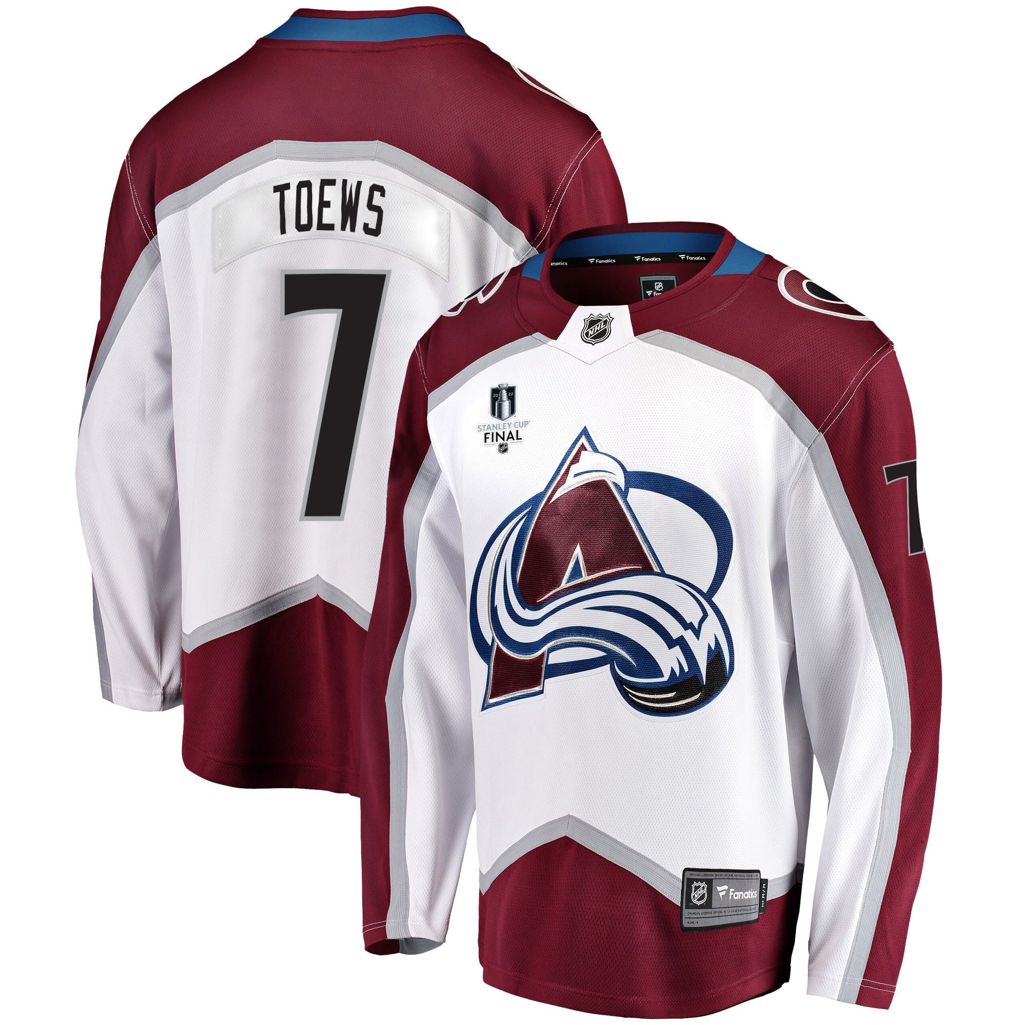 Colorado Avalanche Devon Toews 7 Away 2022 Stanley Cup Final Breakaway Men Jersey – White